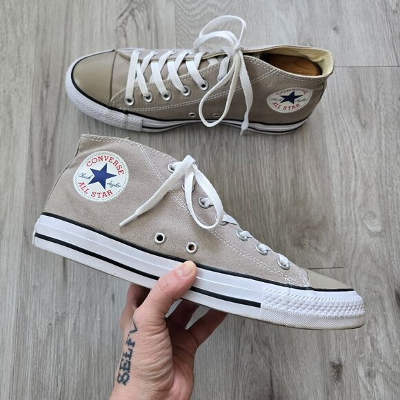Converse | Chuck Taylor's All-Star tan canvas neutral mids sneakers | MENS 8 - Picture 1 of 8